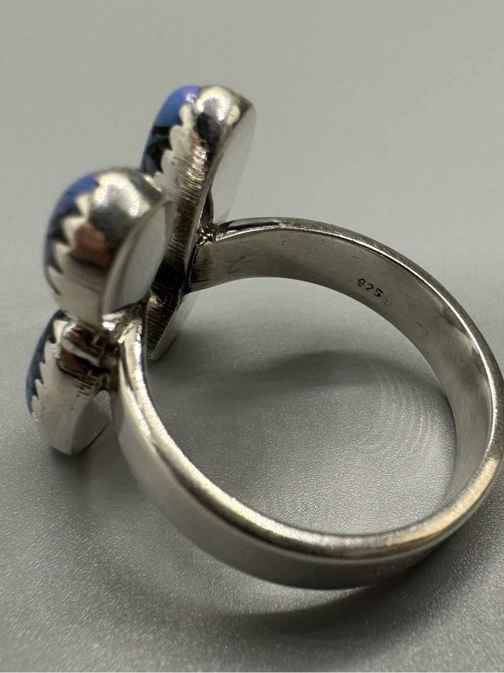 Monarch Dahlia Turquoise 925 Sterling Silver Adjustable Floater Bypass Ring